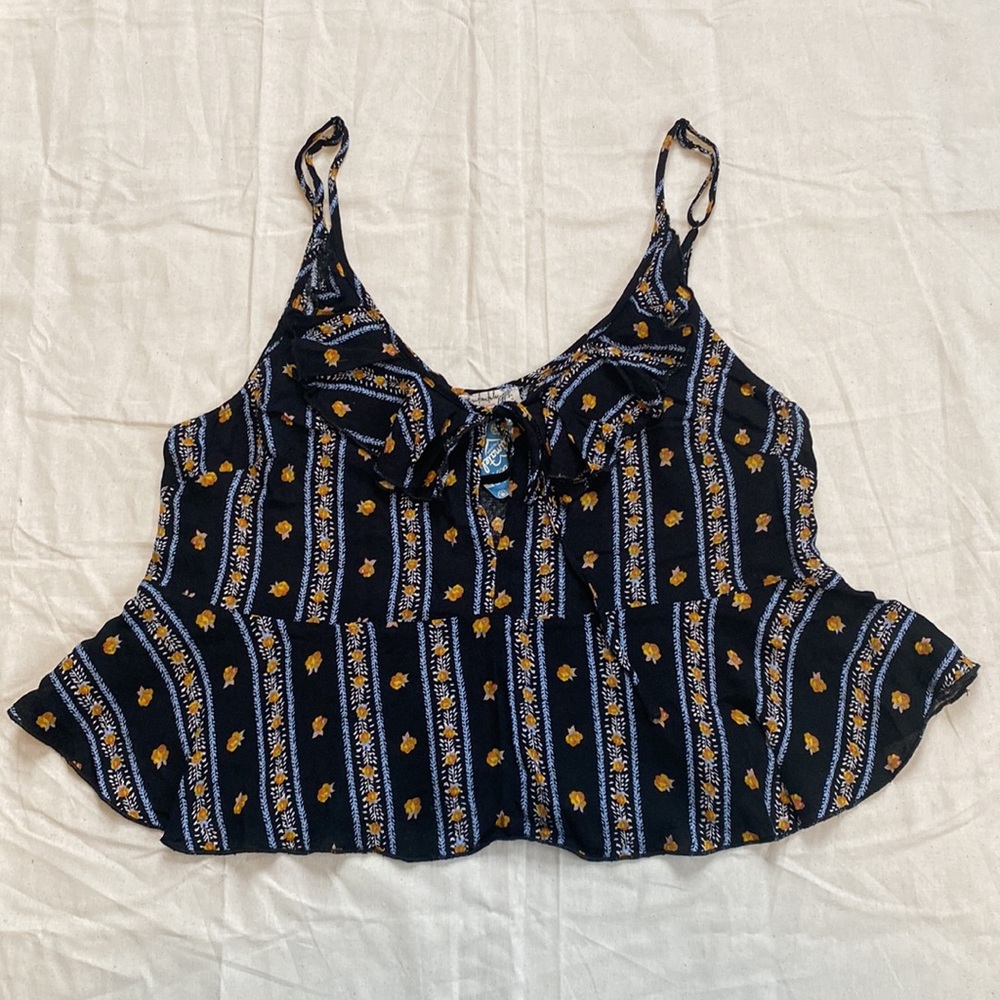 Free People Love to Love Black Floral Cami - Picture 5 of 12